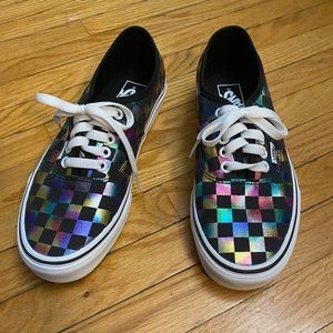 NWOT rainbow check Vans